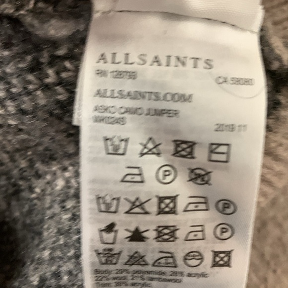All Saints Thick, Warm  Cropped Sweater. Wool Blend. Pale dusty rose w grey XS - Picture 5 of 6